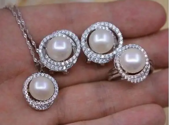 

Women's Charm Green Jadess Plated Earring Ring Jewelry Sets