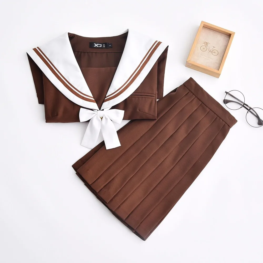 Кофейно-коричневый японский/корейский Костюм Моряка для маскарада, костюмы, школьная форма с длинным рукавом, JK, одежда для студентов, топ+ юбка+ галстук-бабочка