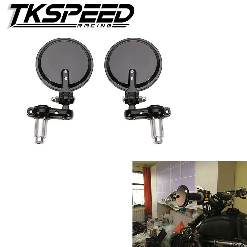 MOTORCYCLE BIKE 3" ROUND 7/8" HANDLE BAR END MIRRORS REARVIEW SIDE