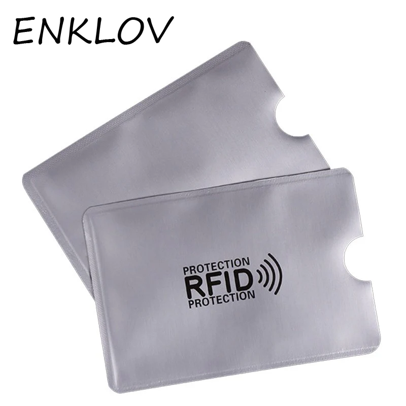 

ENKLOV 10 Pcs Anti-Scan Card Sleeve Credit RFID Card Protector Anti-magnetic Aluminum Foil Portable Bank Card Holder