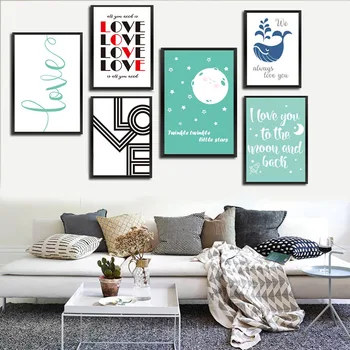 

Nordic Minimalist Love Quotes Word Poster Couple Gift Cartoon Wall Art Canvas Painting for Living Room Kids Room Cuadros Decor