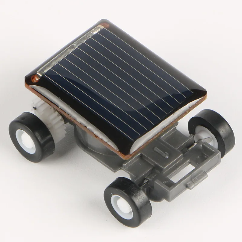 Strange Black Creative Smallest Mini Solar Powered Car Model Solar Toys Kit Gadgets Educational Baby Kids Toys For Children solar car toy