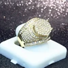 Luxe grand rond CZ anneaux couleur or soufflé Marine Micro pavé plein cubique Zircon Bling glacé anneau Hiphop bijoux pour hommes Z4M057 ► Photo 3/5