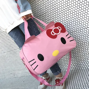 

New Leisure Luggagefashion Bags Ladies Hand-held Tote Travel Bag Large Capacity Single Shoulder Bag Hello Kitty Receiving Bag