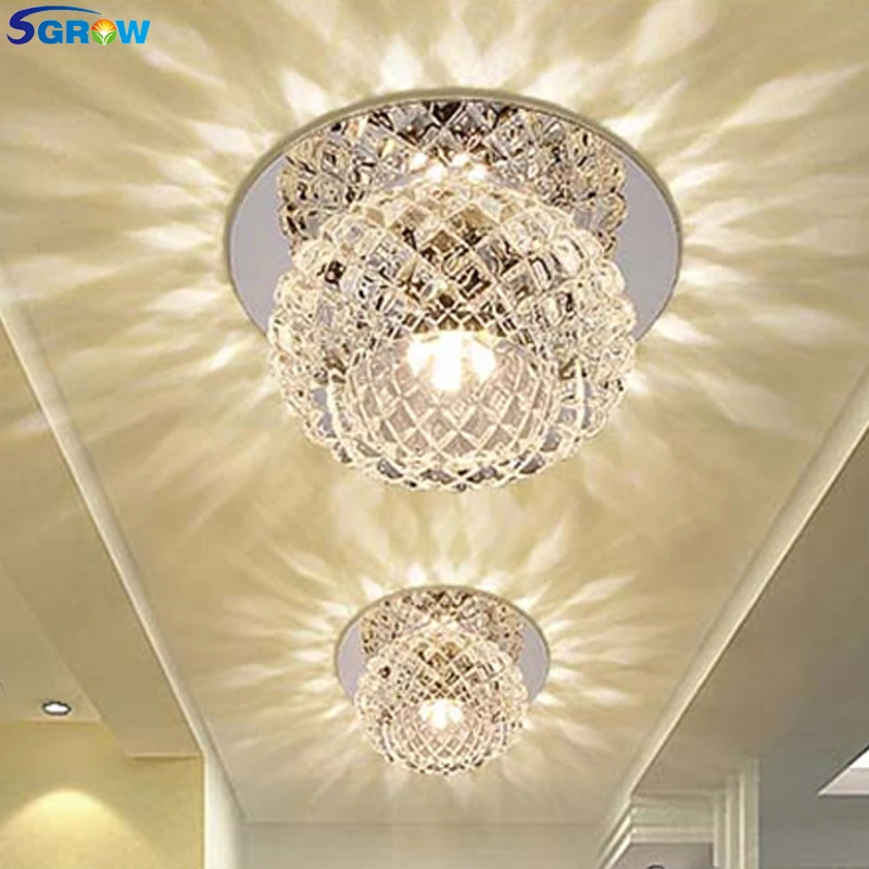 

SGROW Round Crystal Lights Stairs Indoor Lighting Fixtures for Living Room Bedroom Dinning Room Modern Led Lamp Lumieres Lampara