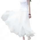 CHAMSGEND Женская эластичная талия шифоновая длинная Макси пляжная новая высокая талия плиссированная элегантная юбка Прямая 1J30 - Цвет: white