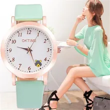 Top Brand OKTIME Women’s Ladies Girls Fashion Casual Simple Clock Leather Buckle Hour Analog Quartz Wrist Watch Relojes Mujer