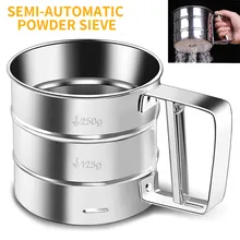 Sifters Shakers Stainless Steel Mesh Flour Sifter Mechanical Baking Icing Sugar Shaker Sieve Tool Cup Shape Kitchen Tools