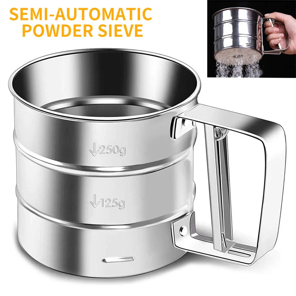 Sifters Shakers Stainless Steel Mesh Flour Sifter Mechanical Baking Icing Sugar Shaker Sieve Tool Cup Shape Kitchen Tools Sifters Shakers Stainless Steel Mesh Flour Sifter Mechanical Baking Icing Sugar Shaker Sieve Tool Cup Shape Kitchen Tools