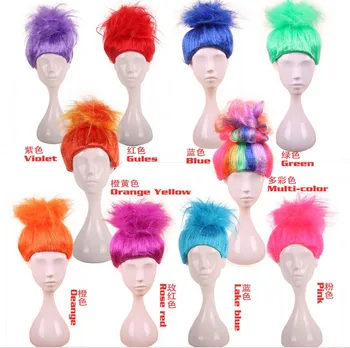 

Trolls Wig for Kids Adults Pink Green Purple Orange Costume Cosplay Party Cosplay Wig 9 Colors In Stock Wholesale