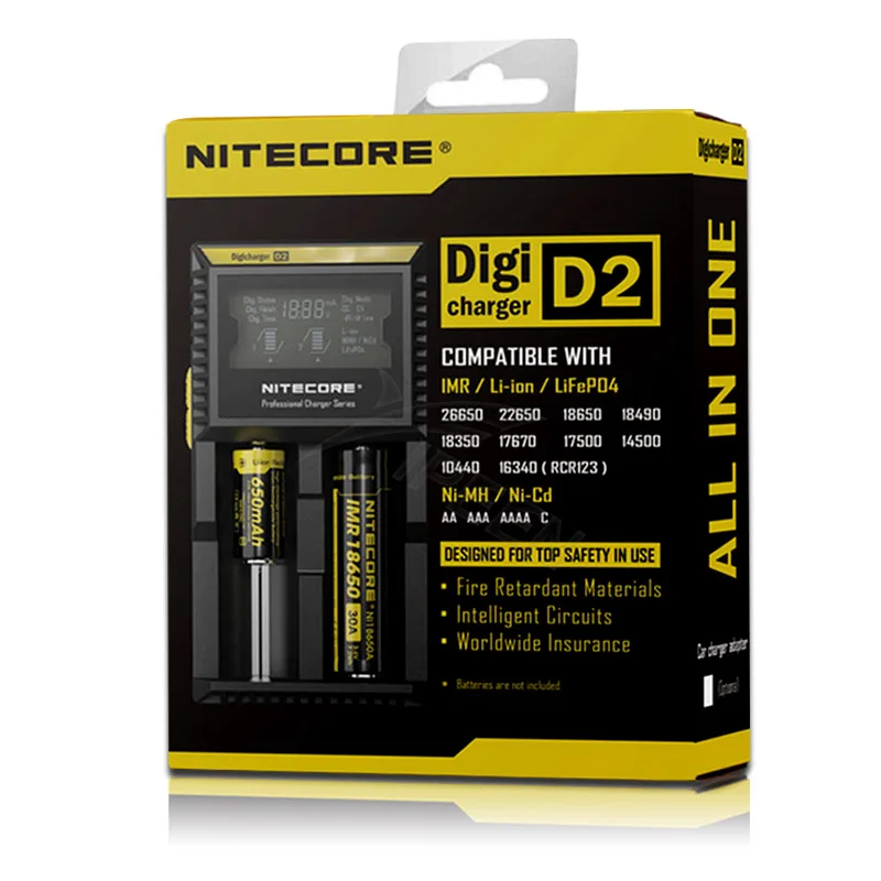 Оригинальное NItecore D4 D2 Новое I4 I2 Digi зарядное устройство lcd интеллектуальное Li-Ion AA AAA 18650 14500 16340 26650 зарядное устройство для автомобиля - Цвет: D2