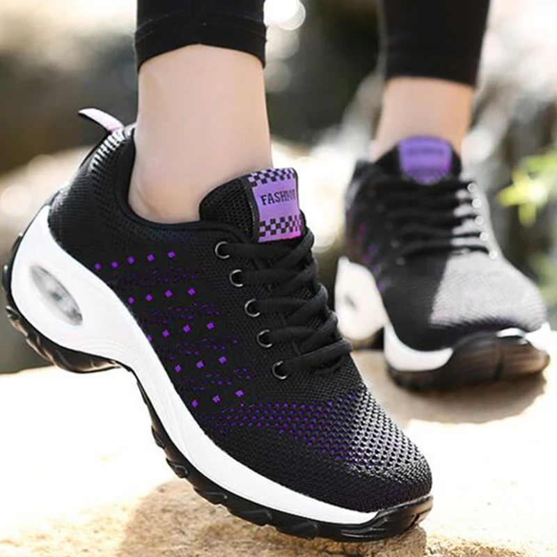 

Women Wedges Sneakers Mesh Platform Air Cushion Loafers Lace Up Driving Breathable Casual Female Ladies Shoes Zapato Mujer 1667W