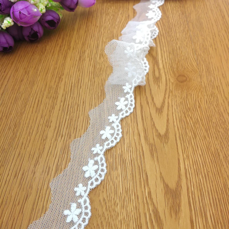 5Yards/Lot High Quality Beautiful White Lace Ribbon 2cm wide Lace Trim