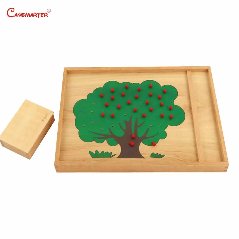 

Kids Math Toys Teaching Apple Tree Counting Exercise Preschool Montessori With Box Early Education Wooden Beech Material MA147-3