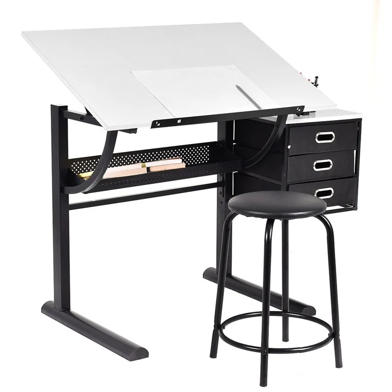 Adjustable Drafting Table Art Craft Drawing Desk W Stool School