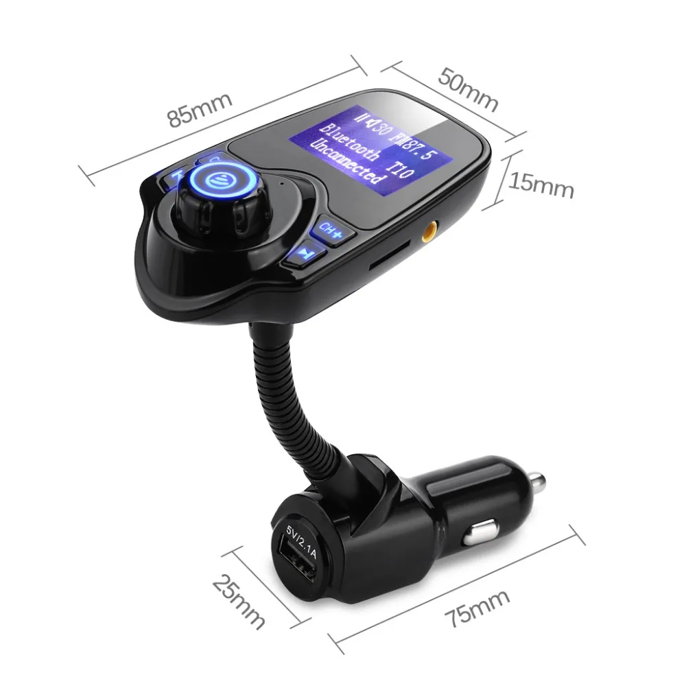 

T10 Wireless Car Kit Bluetooth V3.0 Hands-free Call FM Transmitter Modulator USB cars MP3 Player TF Card Port AUX-In LCD Display