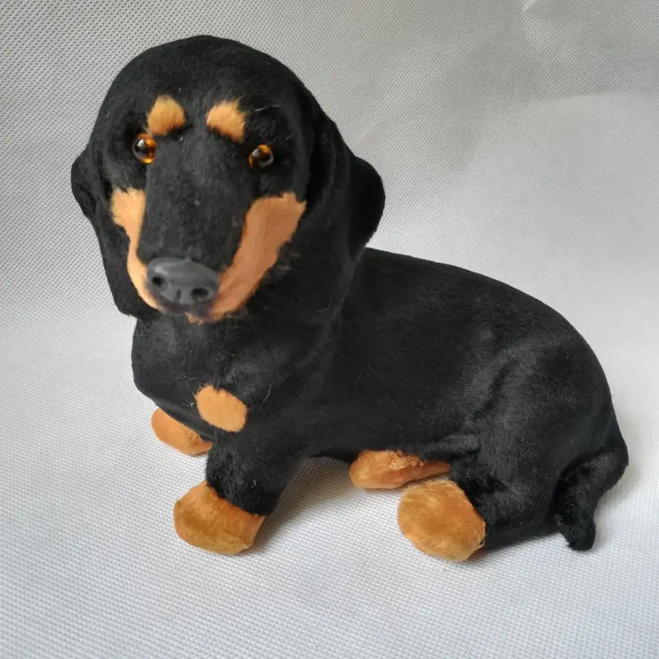 

real life toy dachshund dog polyethylene&furs about 18x16cm black dog model home decoration toy gift h1013