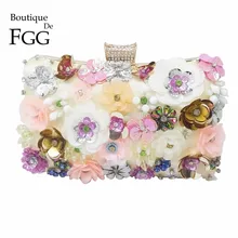 Бутик De FGG многоцветный женский цветок золотой Вечерний Клатч свадебная сумочка с бисером вечерние Dhinner хрустальные металлические клатчи сумочка