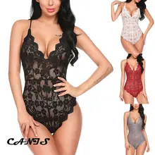 Новые горячие женские сексуальные цветочные кружева прозрачный комбинезон без рукавов без спинки вышитый ремешок комбинезон Эротическое нижнее белье