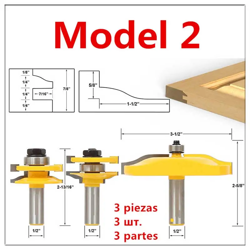 Cabinet Door Rail Stile Milling Cutter Carbid Woodworking Router Bit Wood Tool Floor Puzzle Knives Panel Raiser Glue Joint