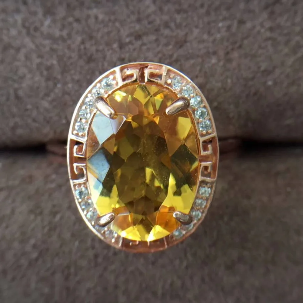 

Natural color Citrine Ring 925 silver rose golden Free mailing