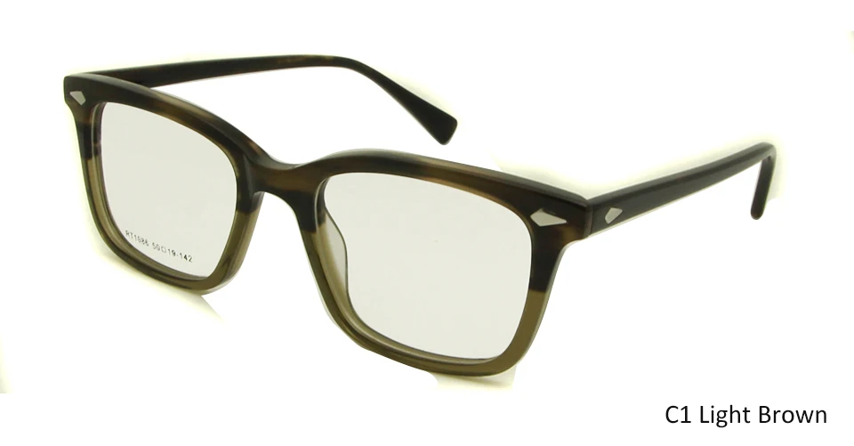 SORBERN высокое качество выпускник оправа для очков квадратный Ботан очки мужские близорукость очки с заклепками винтажные очки по рецепту - Цвет оправы: C1 Light Brown