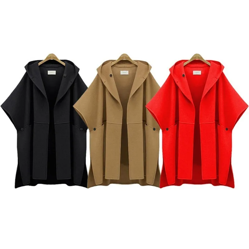 Ruiyige Plus Size 2018 Autumn Winter Coat Women Wool Blend Pocket Hoodies Overcoat Jacket Long Loose Coat Hooded Outwear XL-5XL