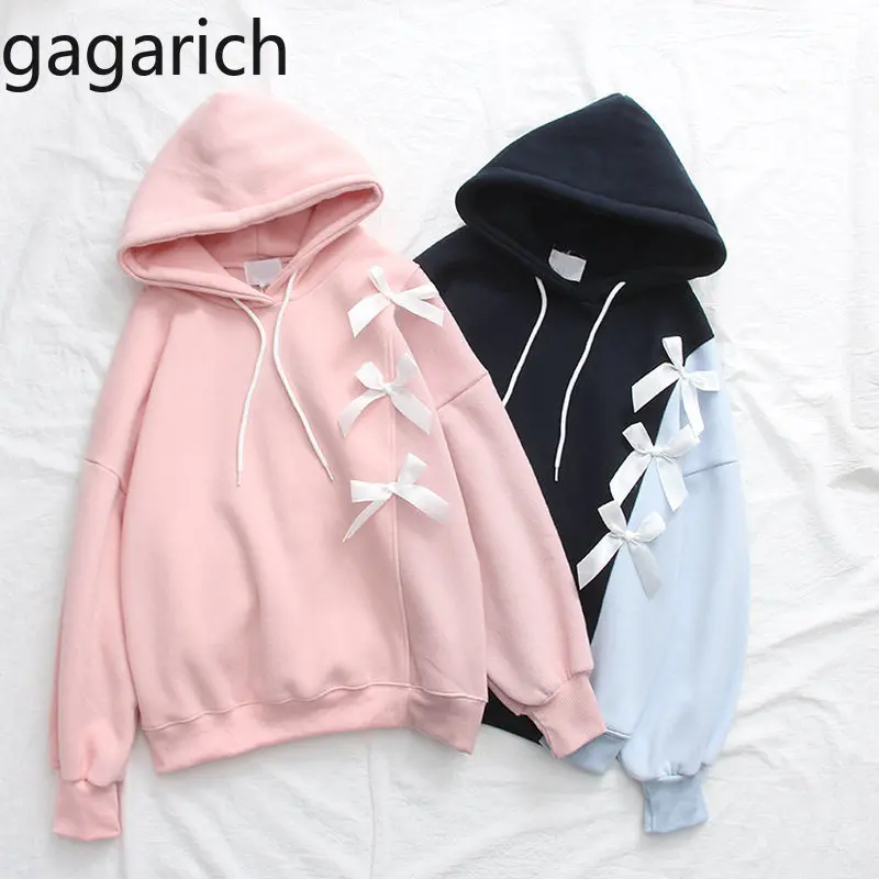 

Gagarich Women Hoodies 2019 Autumn New Fashion Bow-Knot Solid Loose Harajuku Simple Pullovers Blusas Mujer De Moda