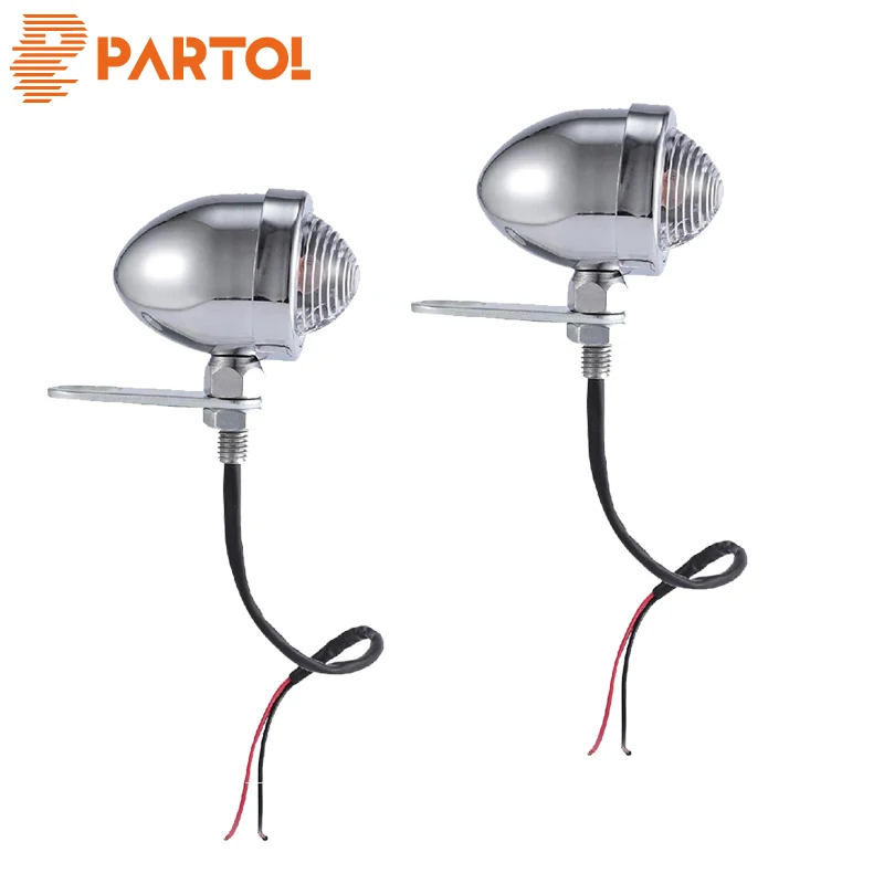 

Partol Motorcycle Turn Signal Lights Indictors Kit W/ Relocation Holder Bracket Mount Clamp Amber Bullet for Honda Yamaha