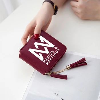 

Mini Simple Print Marcus and Martinus PU Wallets Purses Women Wallets Short Zipper card wallet Girl Tassel Wallets