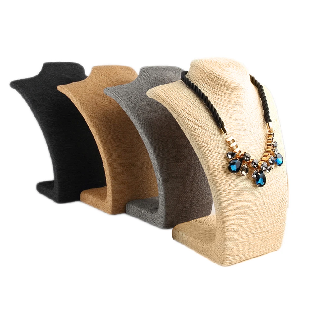 Fashion 29*21cm Hemp Rope PVC Necklace Display Stand Holder Jewellry