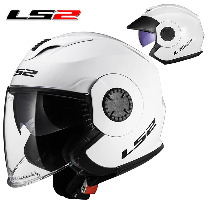 LS2 открытый шлем мотоциклетный шлем винтажный двойной объектив ECE Сертифицированный подлинный Ретро 3/4 OF570 - Цвет: 3