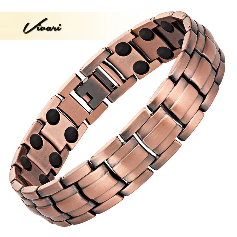 

Vivari Men's Healing Magnetic Bracelet for Men Bio Energy Health Classic Link Chain Broad Bangle Antique Copper Male's Fashion
