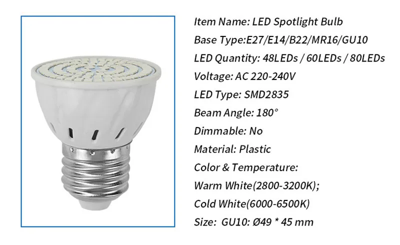 Светодиодный фитолампа для растений E27/E14/B22/GU10, полный спектр, светодиодный светильник для растений, семена цветов, теплица, Гидропоника