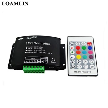 

24 Keys RF Remote RGBW Music LED Controller Sound Sensor Voice Audio Control For 3528 5050 RGBW LED Strip Light DC12V-24V 4A*4CH