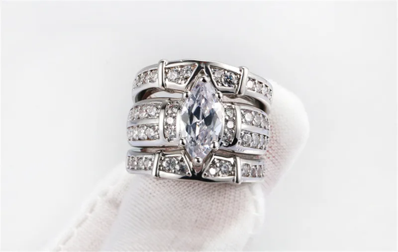 Luxurious S925 Sterling Silver Finger Rings Shiny Australian Crystal Ring Three Layers Trendy Couple Wedding Jewelry Rings For Women Lady (17)