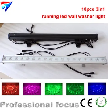 

Free Shipping 2pcs/Lot Led Stage Light 18pcs 3in1 Running Led Wall Washer Light Dmx Controller For Dj Light TV SHOW