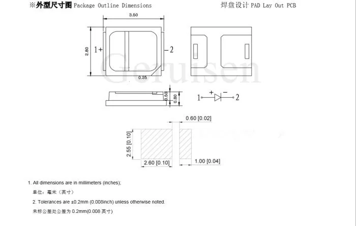 100 шт./лот теплый белый 2835 ультра яркий SMD СВЕТОДИОДНЫЙ 0,2 Вт 21-23LM светодиодный чип