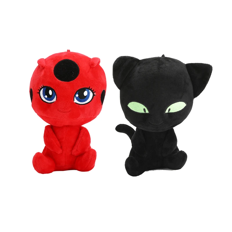 Ladybug Girl Plush Toy Lady Bug Cat Noir Plush Pendant Clip Keychain Soft Stuffed Animals Toys For Kids Children Xmas Gifts