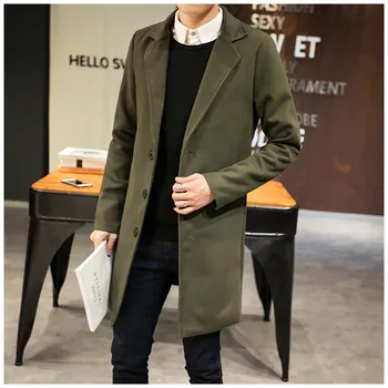 

2019 new winter wool coat men's casual long men's wool jacket solid color casual jacket / jacket men's casual