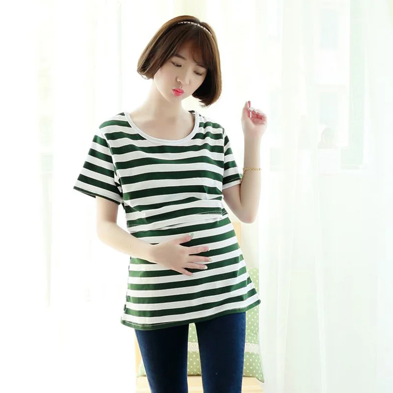 Emotion Moms Одежда для беременных топы для беременных Грудное вскармливание, одежда при кормлении грудью топы для беременных и кормящих топы для беременных женщин - Цвет: Зеленый