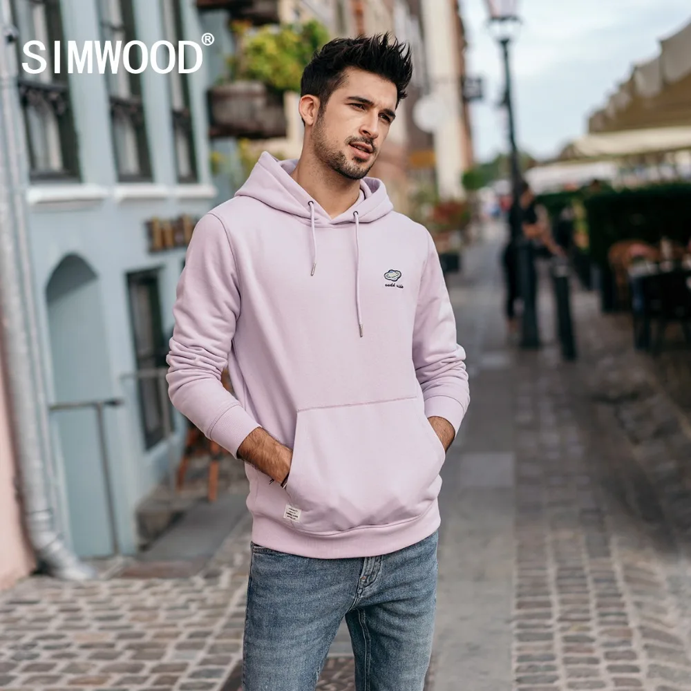 Мужское теплое худи SIMWOOD модный свитшот с капюшоном брендовая одежда большого