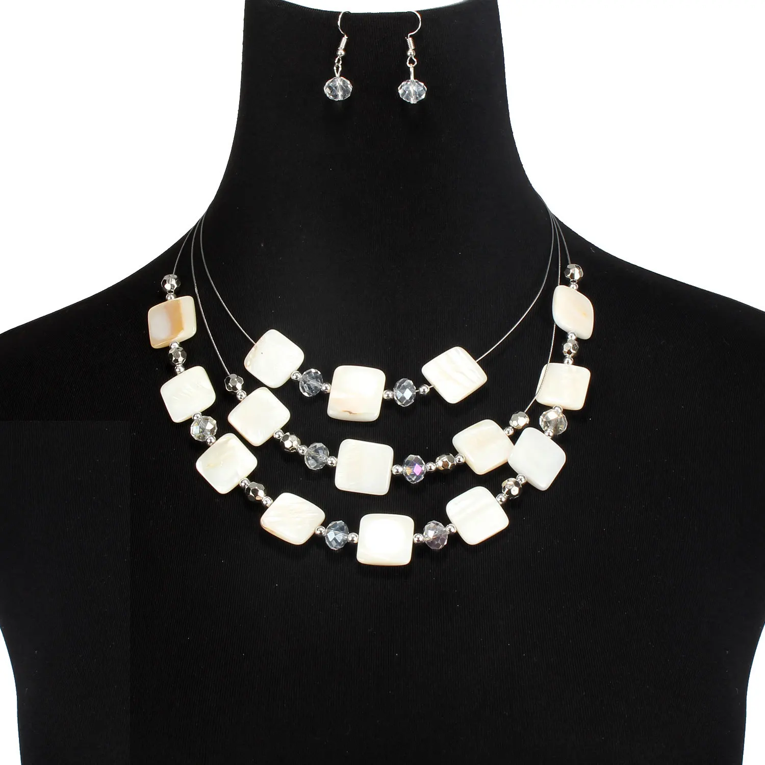 

HAEQISE popular jewelry Vintage shell exaggerated shell layered Necklace and earrings costume elaborate jewelry for woman