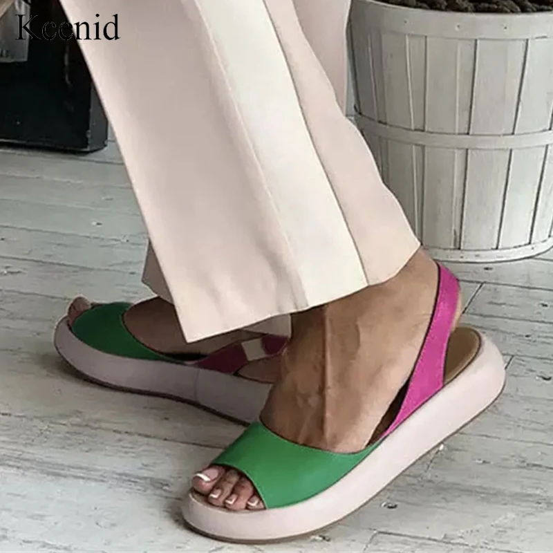 

Kcenid New women flat sandals open toe roman beach summer shoes ladies mix color platform sandals big size sandalias mujer 2019