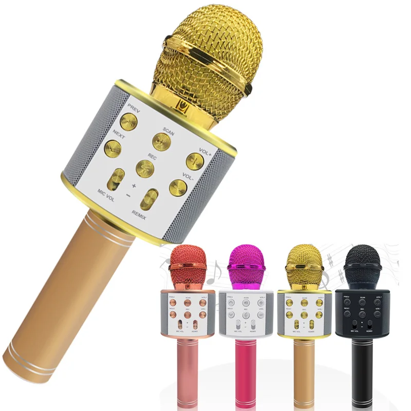 

Professional Wireless Microphone Speaker Handheld Bluetooth Microphone with Battery Karaoke Mic Music Player Singing Recorder