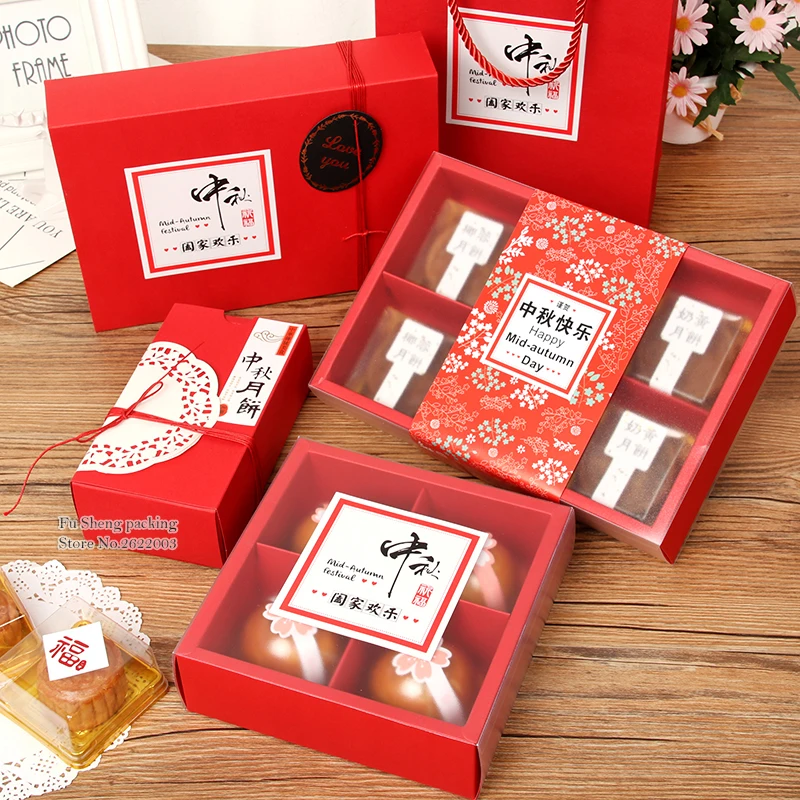 PVC Red drawer lattice cake Box dessert macarons boxes pastry packaging boxes100 pieces/lot | Дом и сад