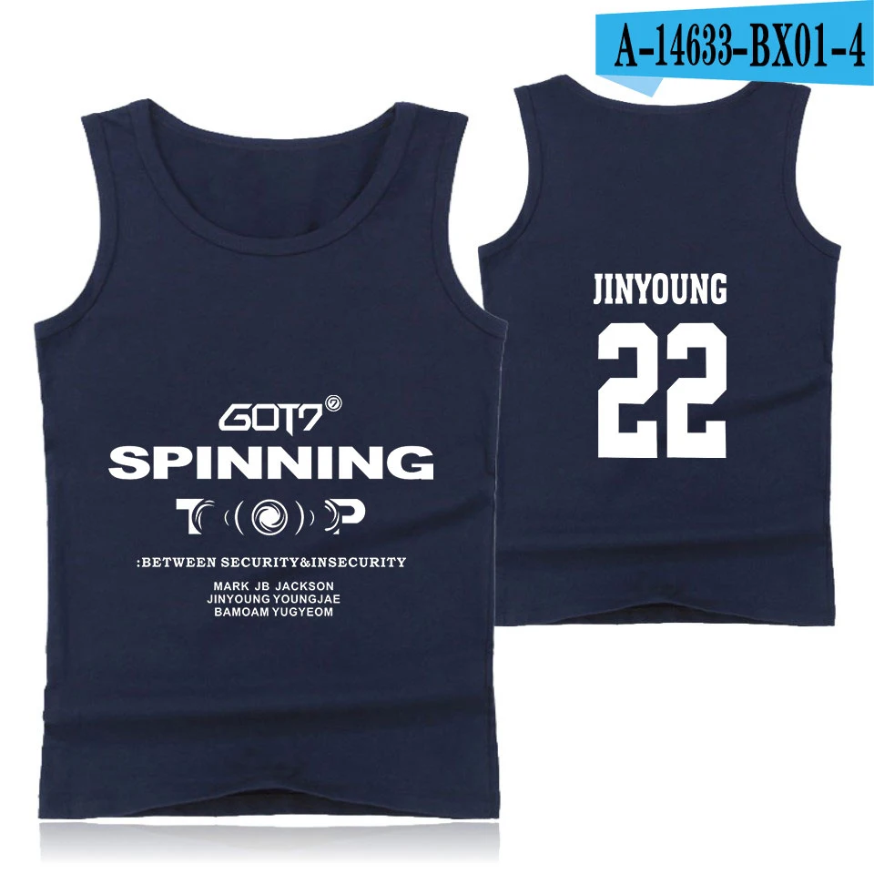 GOT7 tank top popular streetwear Vest casual Summer O-neck sleeveless top men Summer sportwear tops - Цвет: A14633-4
