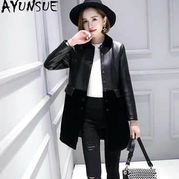 

AYUNSUE Sheepskin Leather Jacket Women Autumn Winter Coat Female Long Sheep Shearling Coat Women's Jackets Chaqueta Mujer KJ705