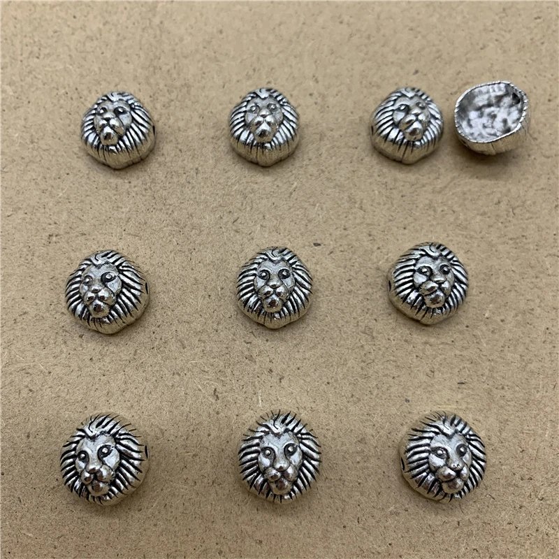 

10pcs 12x12mm "Lion Head" Alloy Beads Cap Jewelry Findings Charms Necklace Bracelets Spacer Beads For Jewelry Making