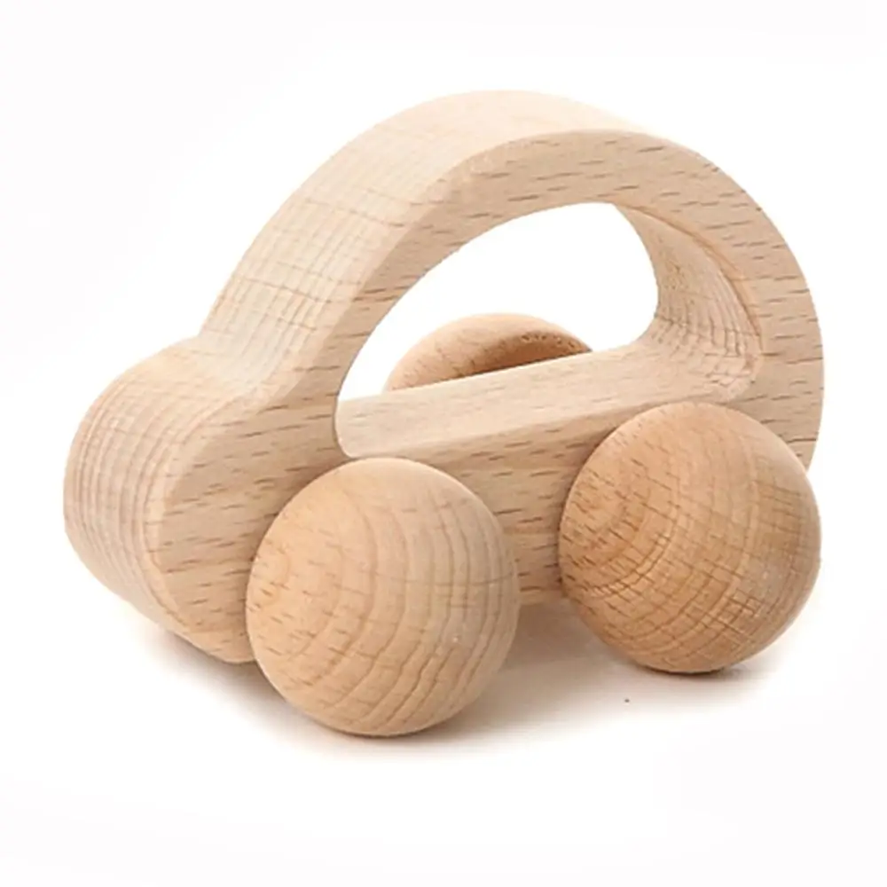 Новорожденные детские деревянные погремушки ручной работы деревянные Младенцы мальчики девочки Прорезыватели игрушки детские, вальдорфская погремушка для малышей - Цвет: wood car